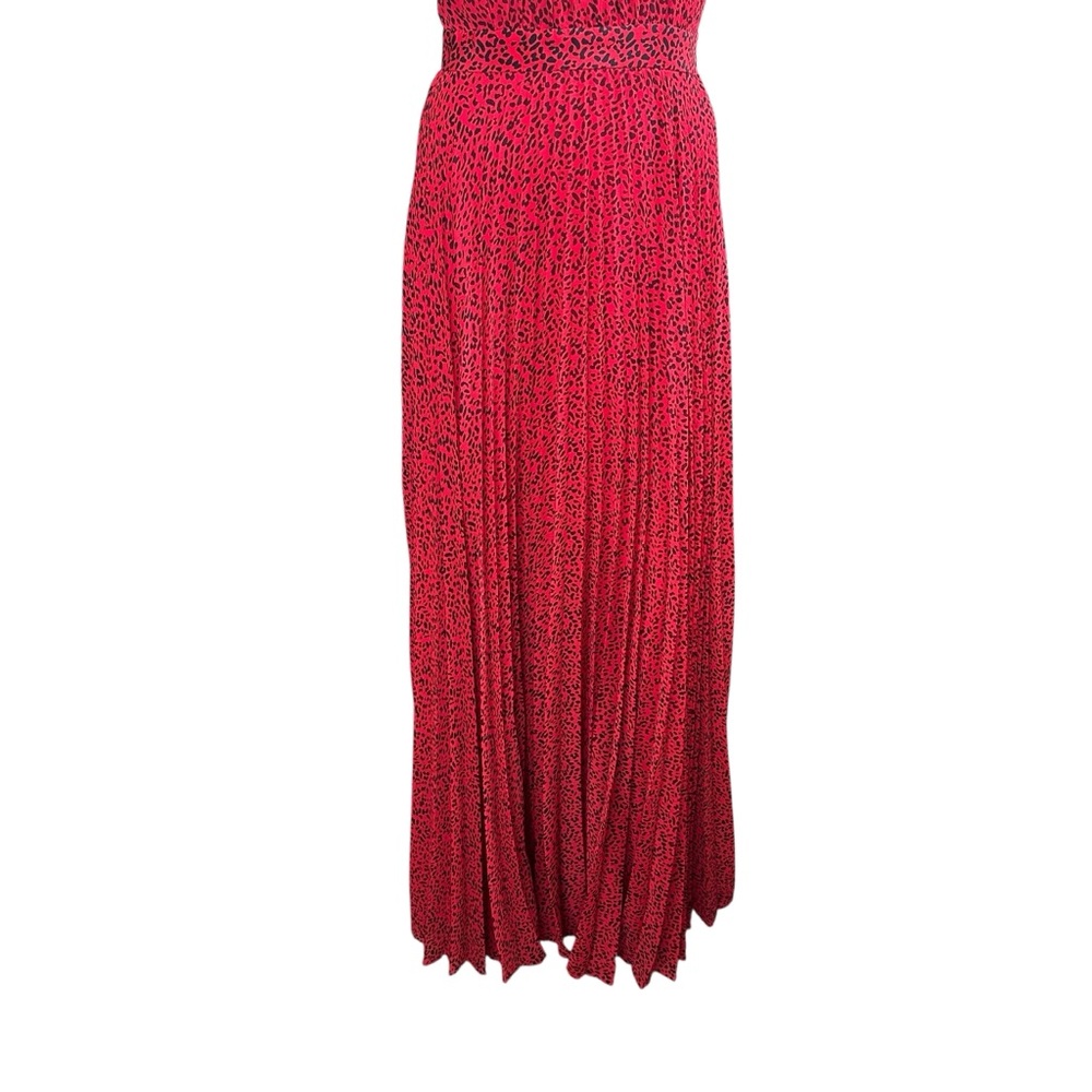 Alice & Olivia Kelissa Red & Black Leopard Print High Halter Neck Gown Size 2 - Picture 4 of 12
